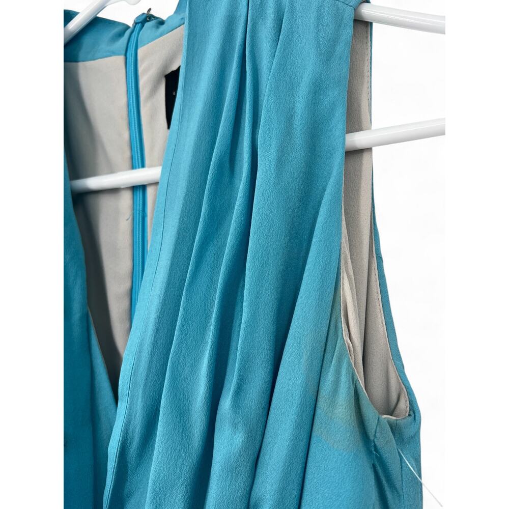 O'2nd X BARNEYS NY silk sleeveless v- neck dress mini wrap style short teal 0 XS - Picture 2 of 4